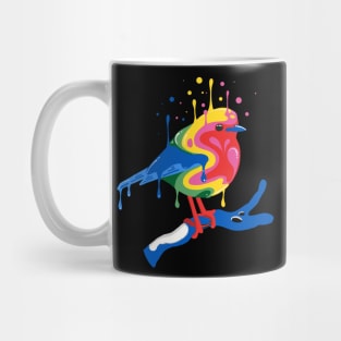 Melting Rainbow Robin Mug